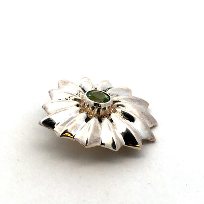 Mignon Faget 925 Sterling Silver Round Peridot Portafiori Flower Pendant