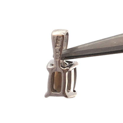 Designer TGGC 925 Sterling Silver Rectangle Smoky Quartz Solitaire Pendant