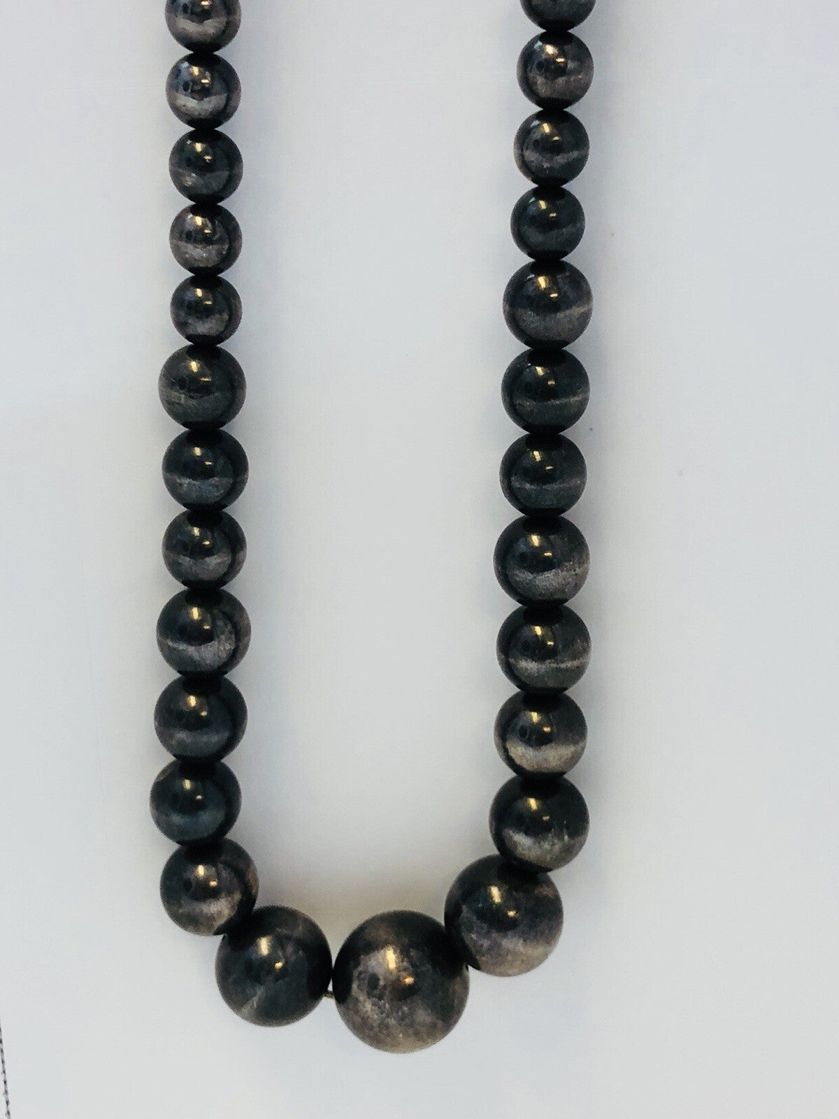 Vintage Taxco Mexico 925 Sterling Silver Graduated Ball Bead Statement Necklace