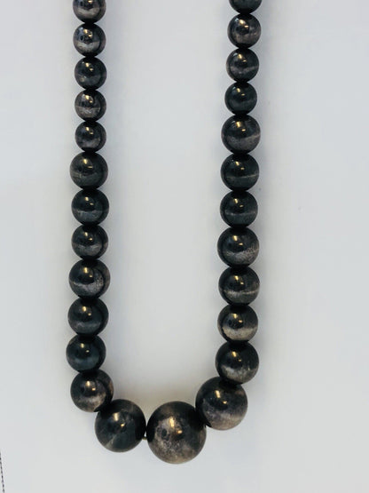 Vintage Taxco Mexico 925 Sterling Silver Graduated Ball Bead Statement Necklace