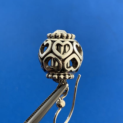 Designer 925 Sterling Silver Cubic Zirconia Open Heart Drop Dangle Ball Earrings