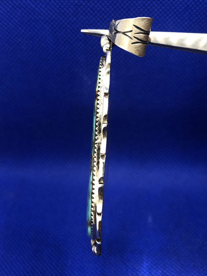 Harold Becenti Navajo 925 Sterling Silver Pear Turquoise Statement Pendant