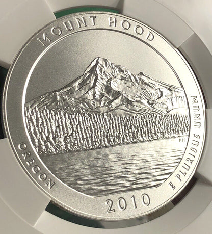 NGC 2010 Mount Hood Oregon 25C P SP70 America The Beautiful ATB 5oz Silver Coin