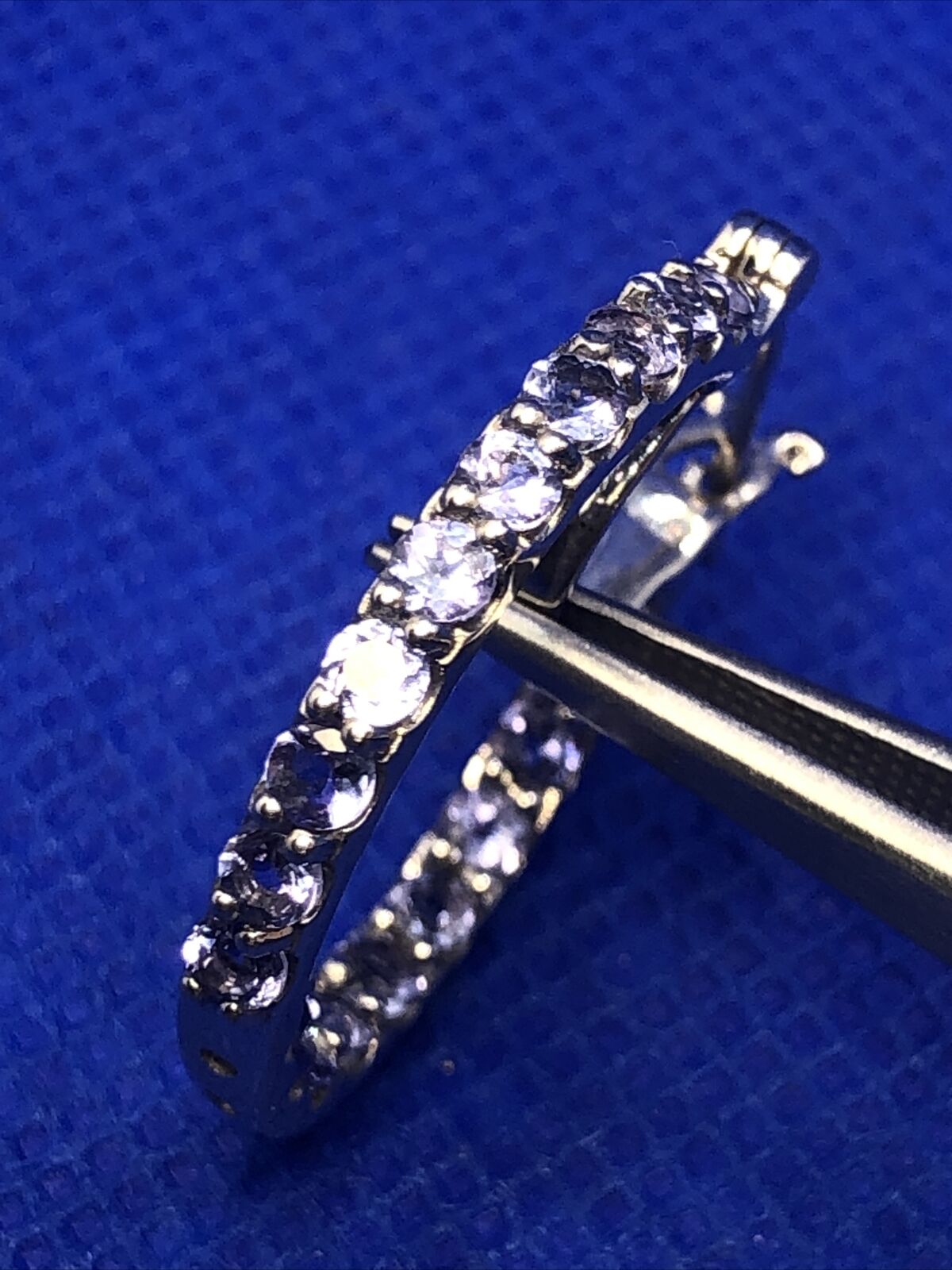 Designer D'Joy 925 Sterling Silver Purple Tanzanite Round In/Out Hoop Earrings