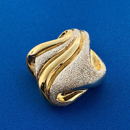 Designer Milor Italy 925 Sterling Silver Two Toned Textured Modernist Pendant