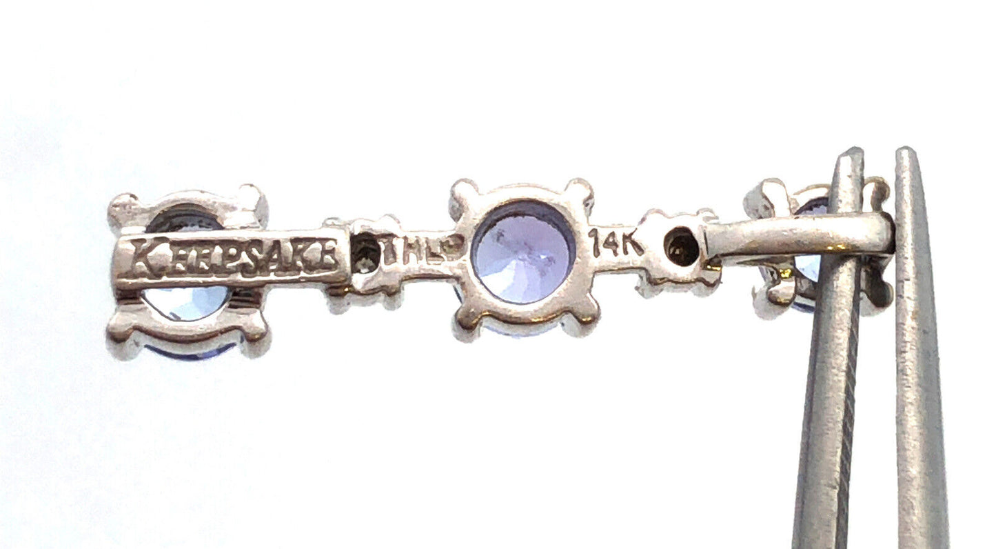 Keepsake THL 14K White Gold Tanzanite Diamond Eternity Bar Pendant