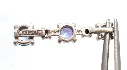 Keepsake THL 14K White Gold Tanzanite Diamond Eternity Bar Pendant