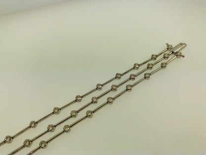 Designer SW Sterling Silver 925 Cubic Zirconia Three Strand Station Bracelet