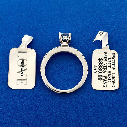 Stunning Vera Wang 14k White Gold Princess Cut Diamond Engagement Ring Size 6.25