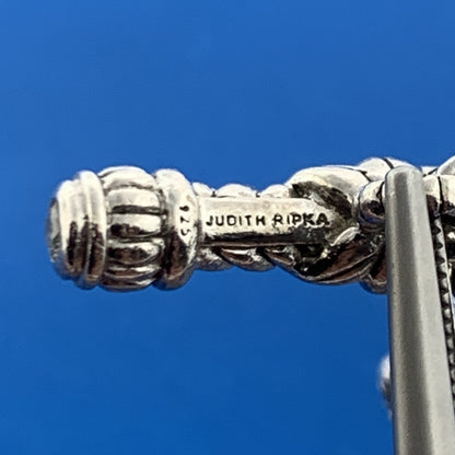 Judith Ripka 925 Sterling Silver Cubic Zirconia Triple Strand Toggle Bracelet