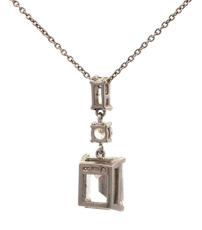 Designer 925 Sterling Silver Cubic Zirconia CZ Drop Dangle Pendant Necklace