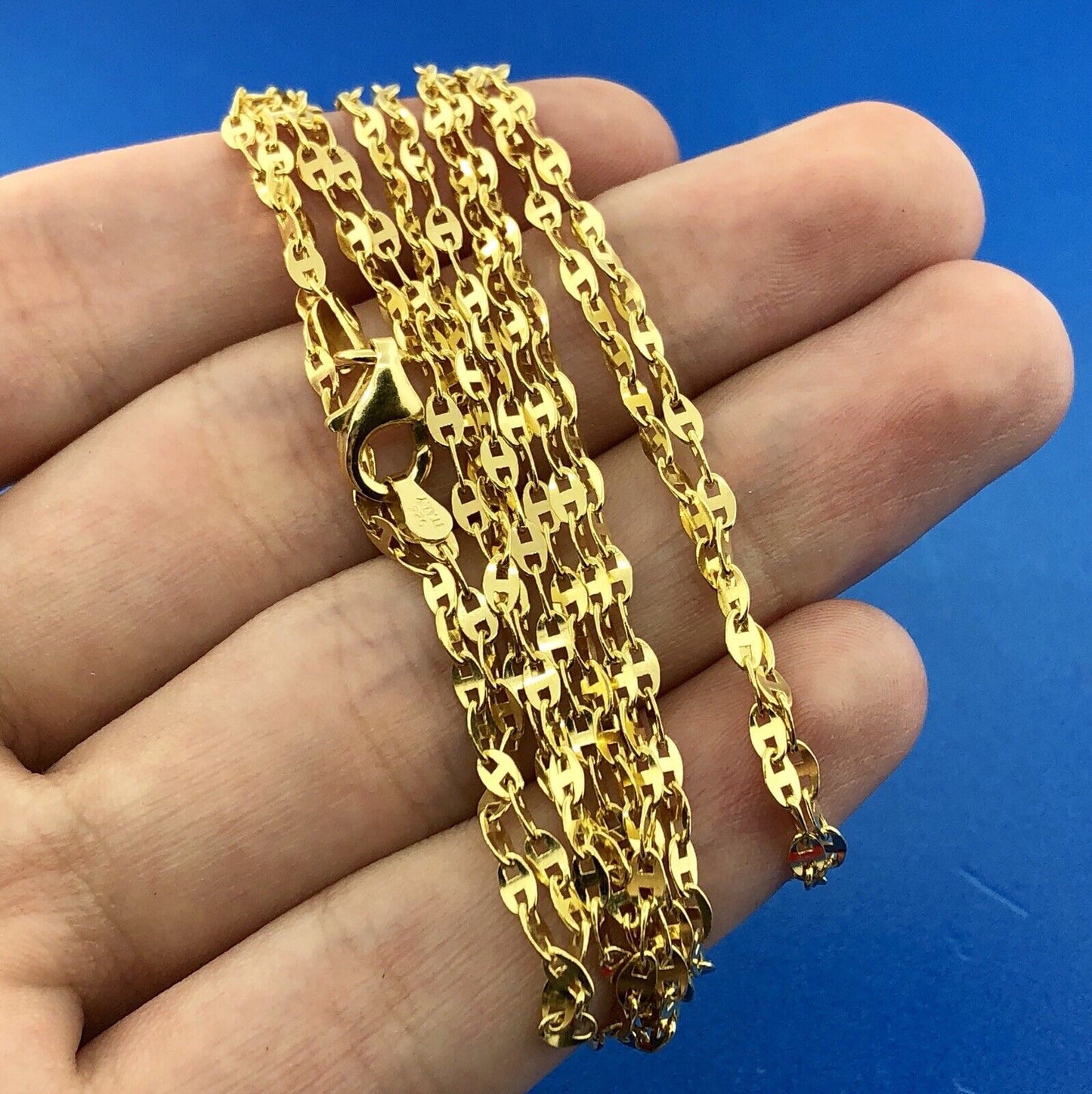 Designer Italy Sterling Silver 925 Vermeil Mariners Link Statement Necklace 60"