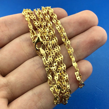 Designer Italy Sterling Silver 925 Vermeil Mariners Link Statement Necklace 60"