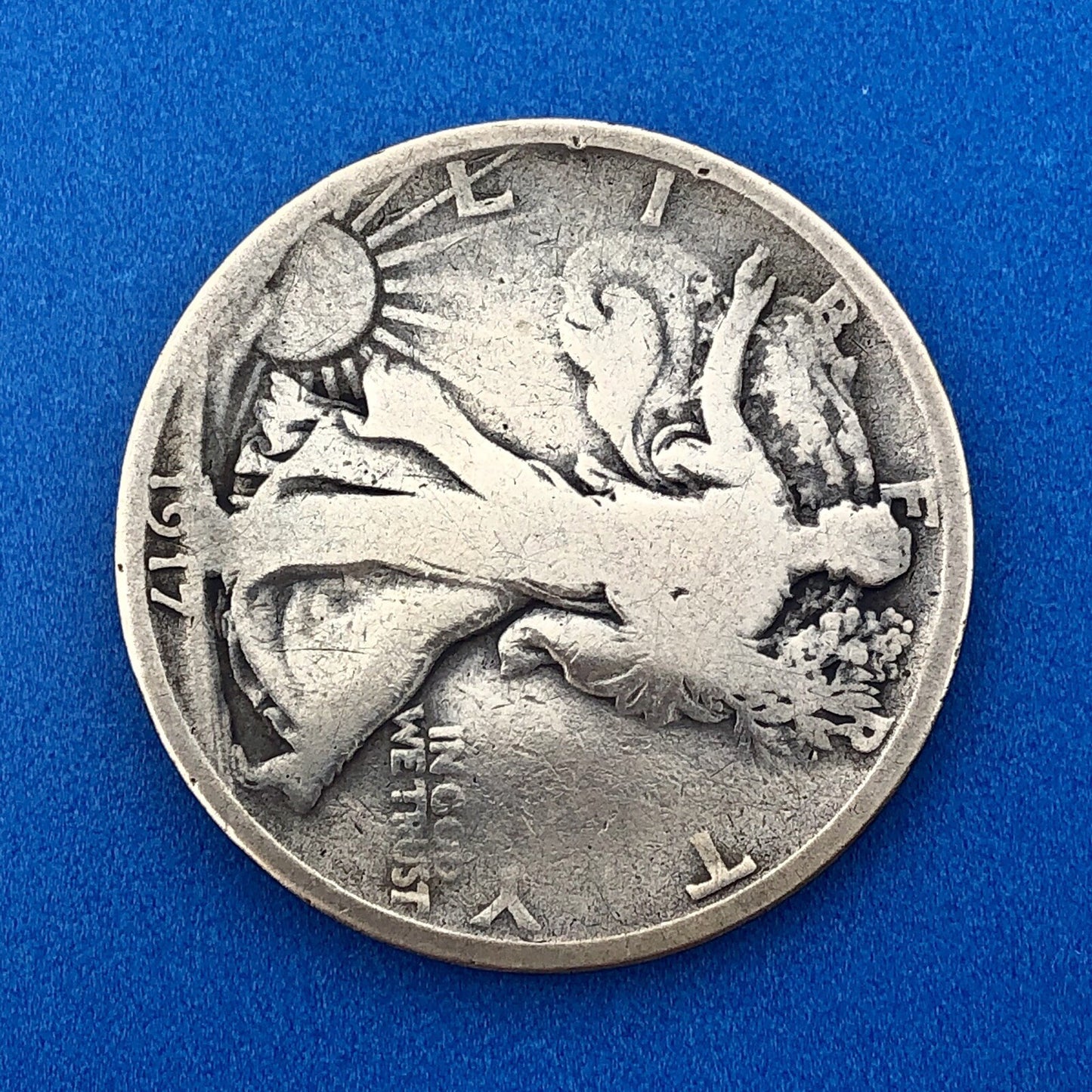 1917 S Reverse Silver Walking Liberty Half Dollar 50c Better Key San Fran Coin