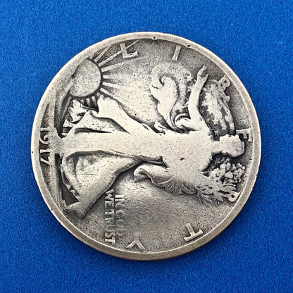 1917 S Reverse Silver Walking Liberty Half Dollar 50c Better Key San Fran Coin