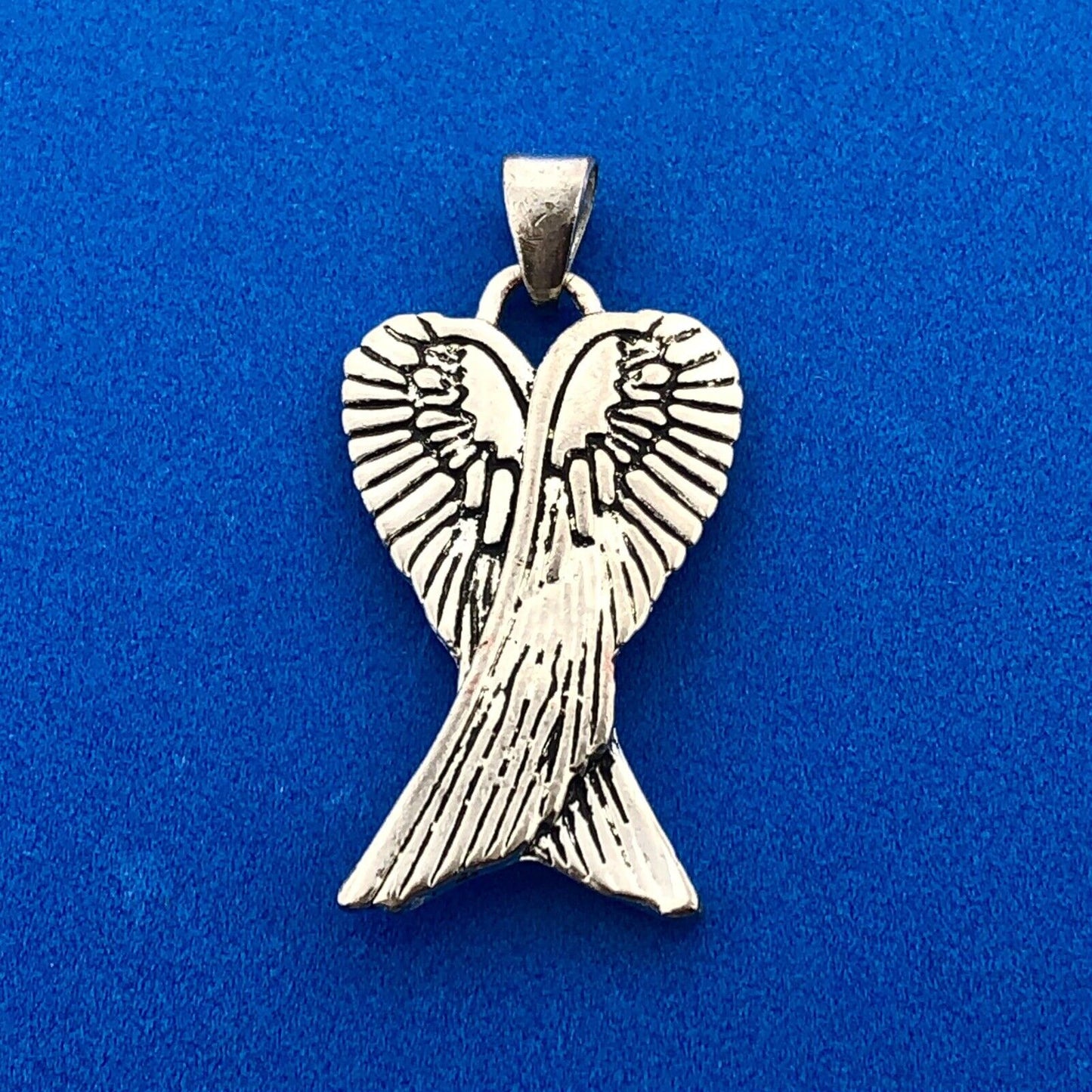 Retro Sterling Silver 925 Angel Wings Guardian Protector Charm Pendant