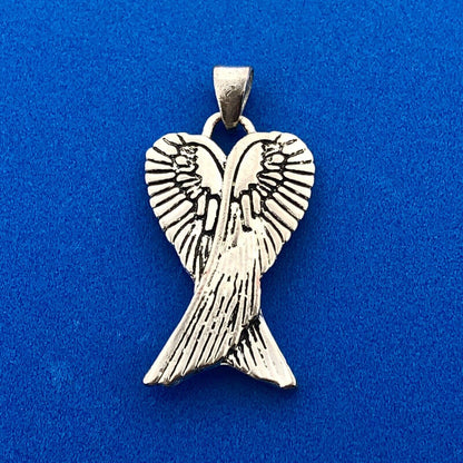 Retro Sterling Silver 925 Angel Wings Guardian Protector Charm Pendant