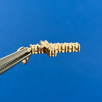 Designer DT 14k Yellow Gold Sparkling CZ Precious Religious Cross Dangle Pendant