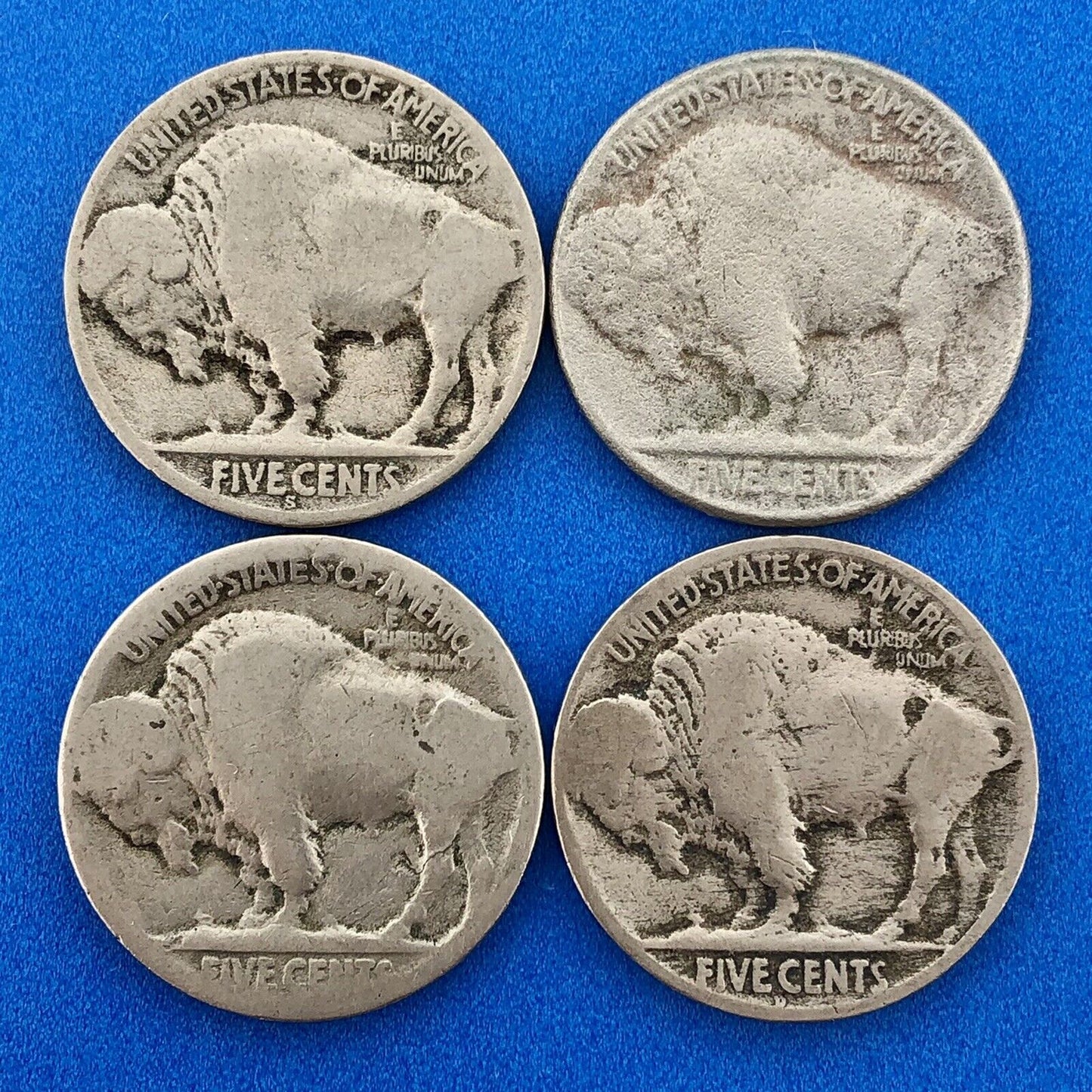1919 S 1920 PDS Lot Of Four Indian Head Buffalo Nickels Better Semi Key Coins
