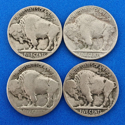 1919 S 1920 PDS Lot Of Four Indian Head Buffalo Nickels Better Semi Key Coins