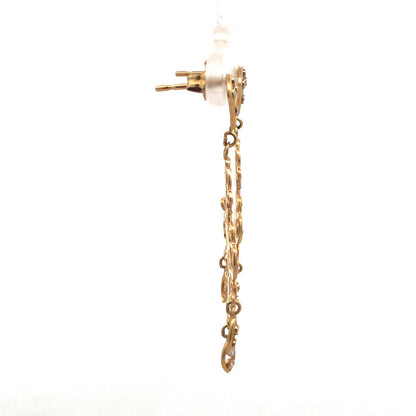 14K White Yellow Gold Chandelier Wedding Bridal Filigree Ornate Dangle Earrings