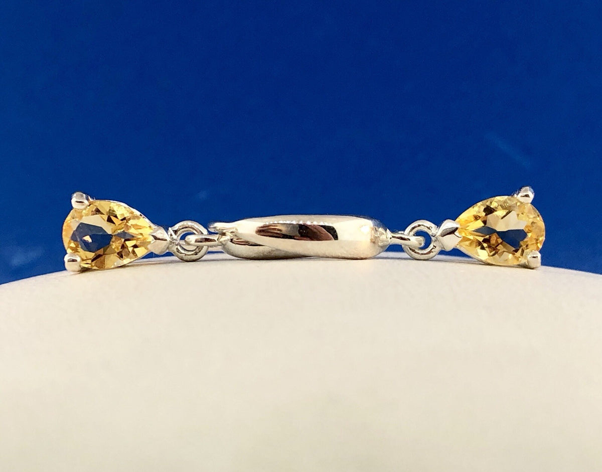 Designer Sterling Silver Citrine November Anniversary Occasion Dangle Earrings
