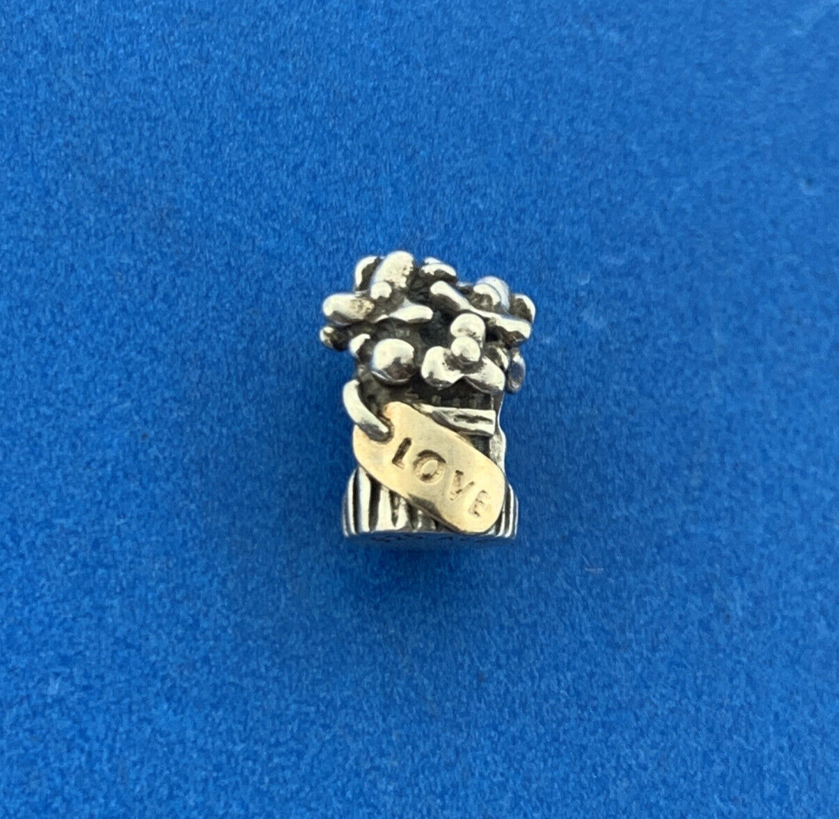 Authentic PANDORA 14K Gold Sterling Silver 790441 Love Bouquet Bracelet Charm