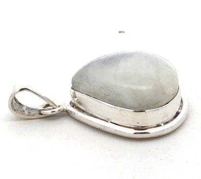 Estate 925 Sterling Silver Teardrop Moonstone Cabochon Solitaire Pendant