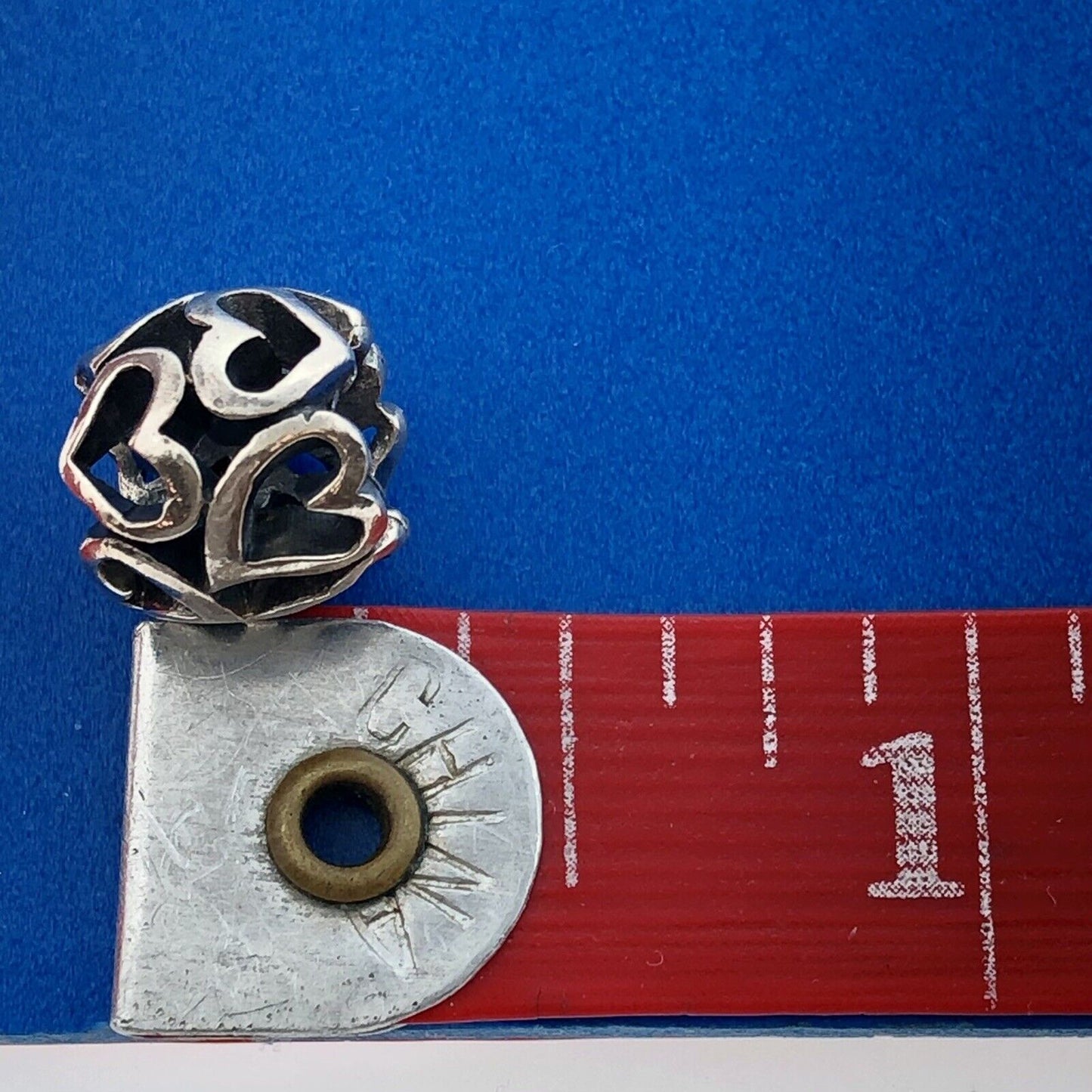 Designer Sterling Silver 925 Heart Openwork Bead Bracelet Charm