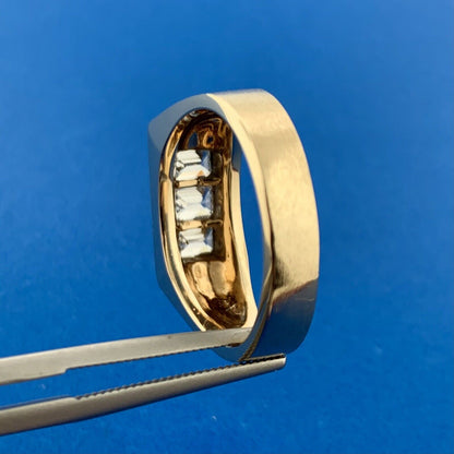 Gorgeous 14k Yellow Gold Radiant Cut Diamond Triple Set Channel Ring Size 9.5