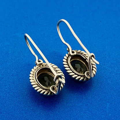 Stunning Sterling Silver 925 Oval Cut Citrine French Wire Hook Earrings