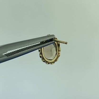 Vintage 14K Yellow Gold Oval Smoky Quartz Stud Earrings