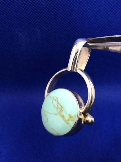 Designer 925 Sterling Silver Turquoise Cabochon Modernist Statement Pendant