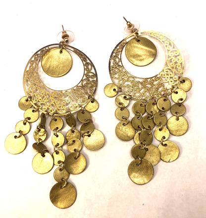 Vintage 1980’s Gold And Copper Tone Faux Pearl Beaded 4 Pair Lot Dangle Earrings