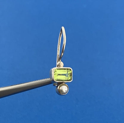 Sterling Silver Peridot Pearl Accented August Occasion Dangle Earrings