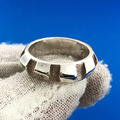 Rare Mignon Faget 925 Sterling Silver Schema Collecton Rotated Dentils Ring RET