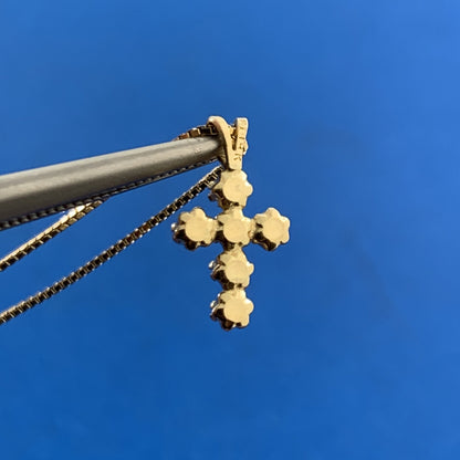 Designer 14K Yellow Gold Diamond Petite Cross Religious Communion Necklace