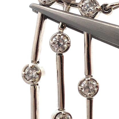 Designer FAS 925 Sterling Silver CZ Station Three Strand Bar Link Bracelet