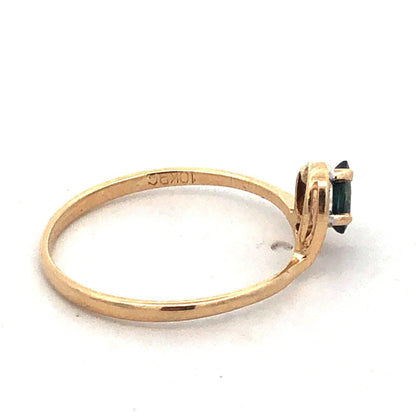 Designer PC 10K Yellow Gold Pear London Blue Topaz White Sapphire Stacking Ring