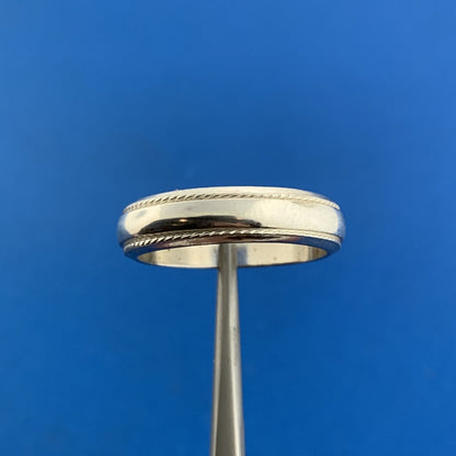 Designer SU 925 Sterling Silver 5 MM Polished Textured Wedding Cigar Band Ring