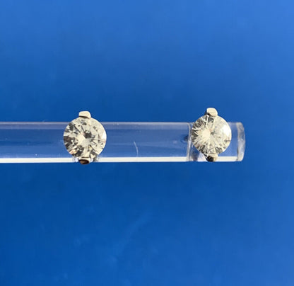 Designer 14K White Gold Cubic Zirconia CZ Solitaire Stud Earrings