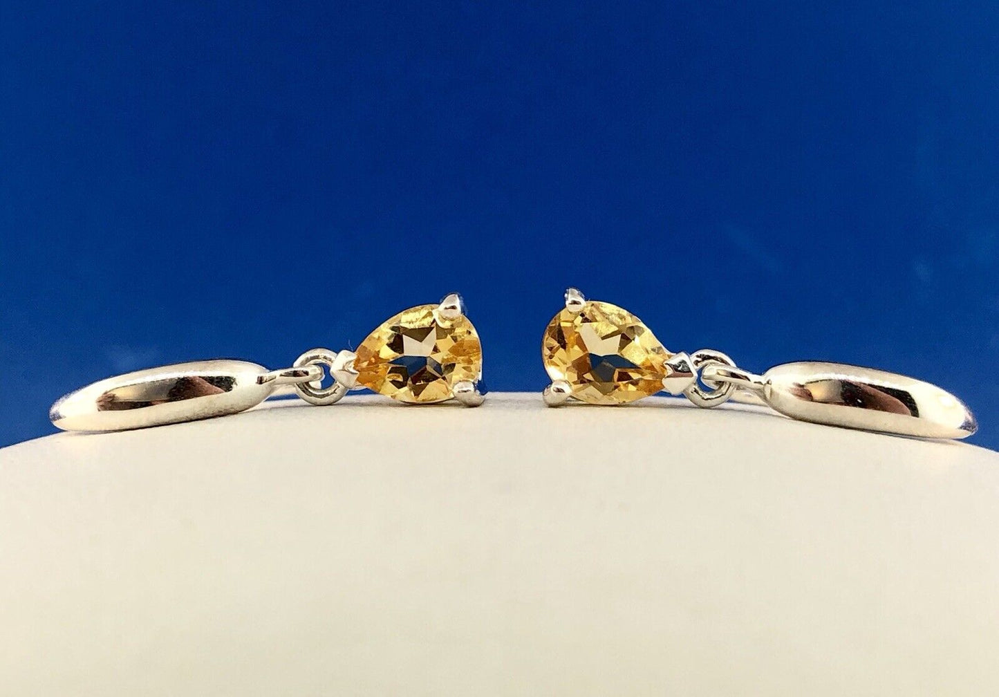 Designer Sterling Silver Citrine November Anniversary Occasion Dangle Earrings