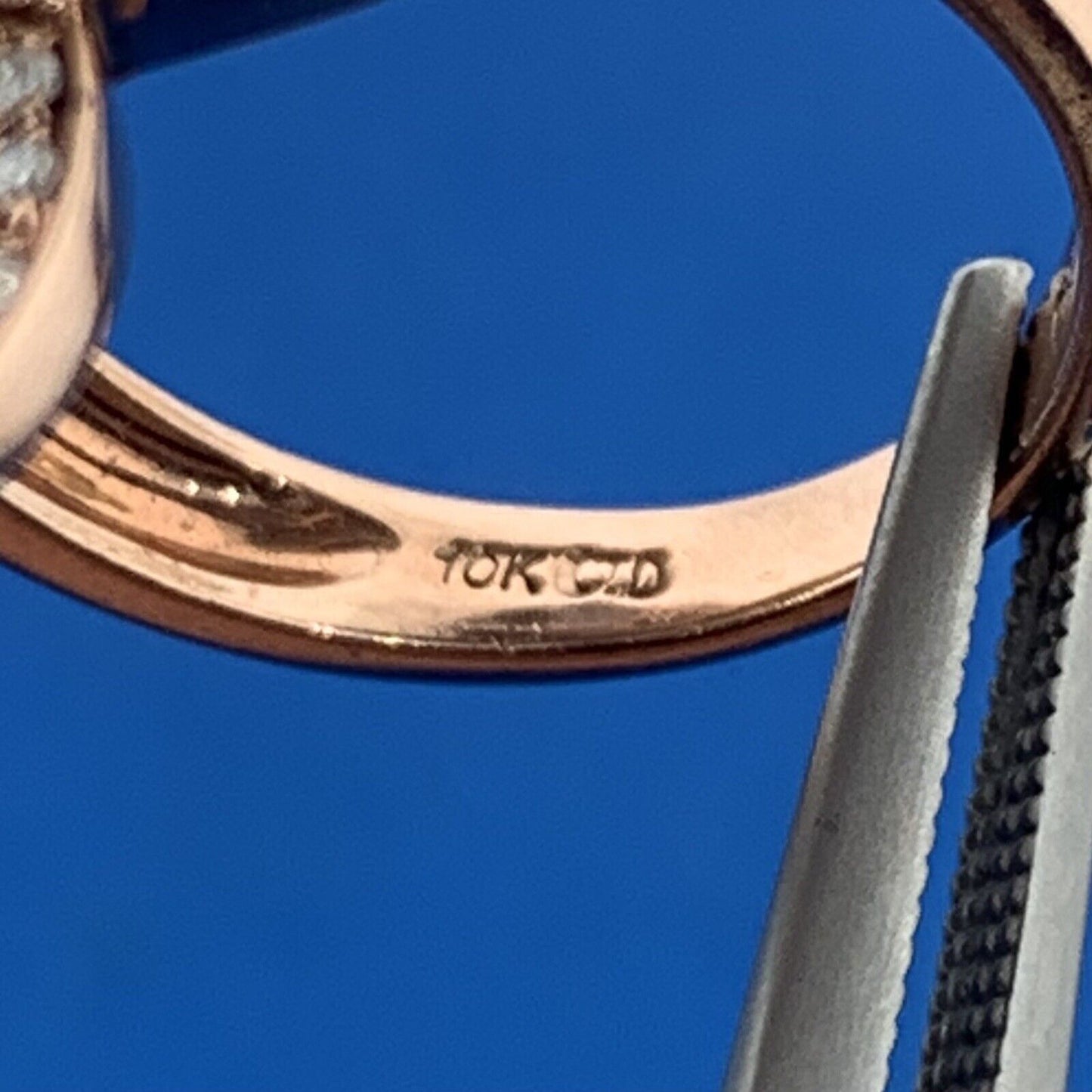 Designer CID 10K Rose Gold White Diamond Accented Modernist Finger Ring