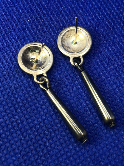 Designer 925 Sterling Silver 14k Gold Modernist Teardrop Stud Dangle Earrings