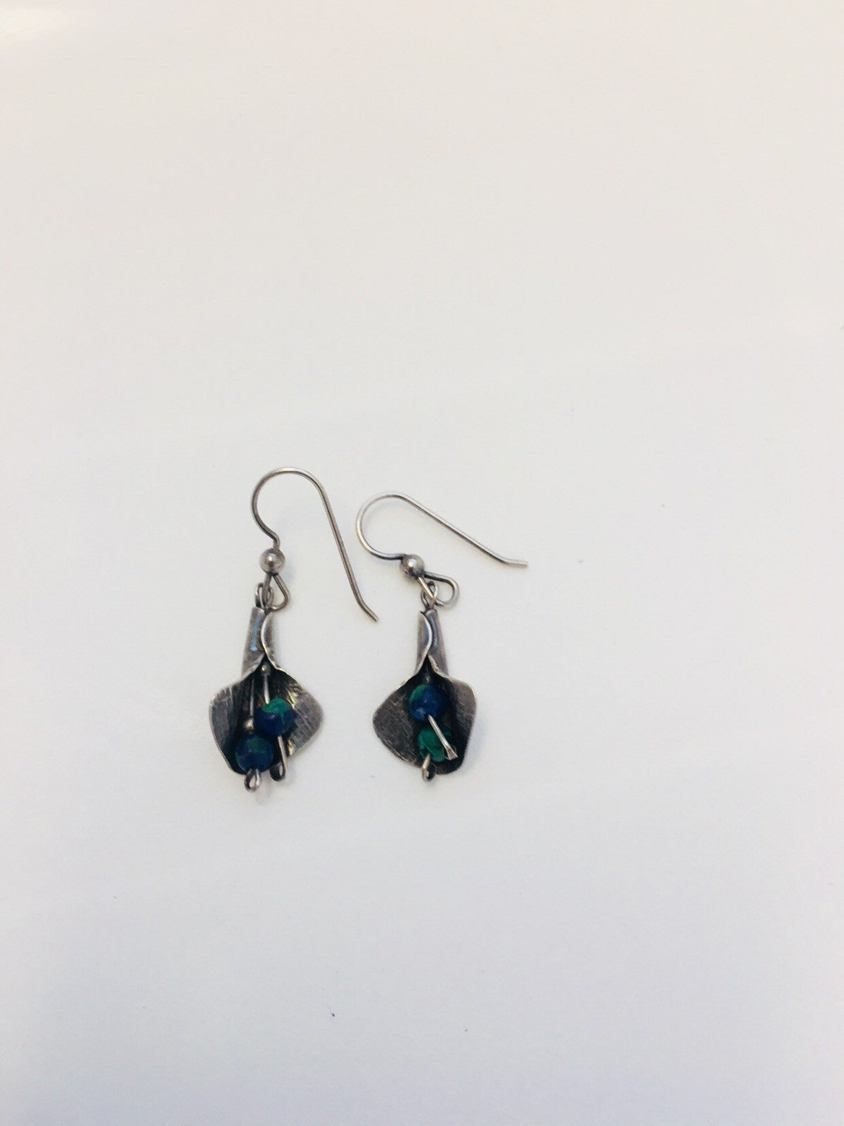 Artisan Sterling Silver 925 Maw Maw Sit Sit Calla Lily Drop Dangle Earrings