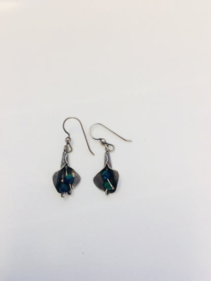 Artisan Sterling Silver 925 Maw Maw Sit Sit Calla Lily Drop Dangle Earrings