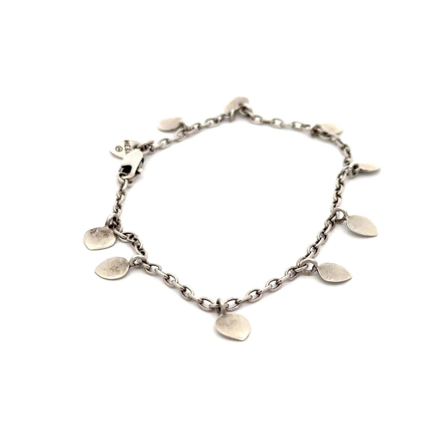 Designer Me & Ro 925 Sterling Silver Tiny Petal Chain Petal Charm Bracelet