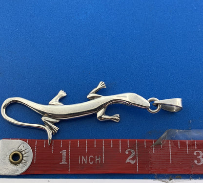 925 Sterling Silver Lizard Gecko Chameleon Reptilian Statement Pendant