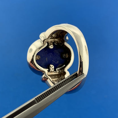 Designer 925 Sterling Silver Lapis Lazuli Cabochon Statement Dome Ring