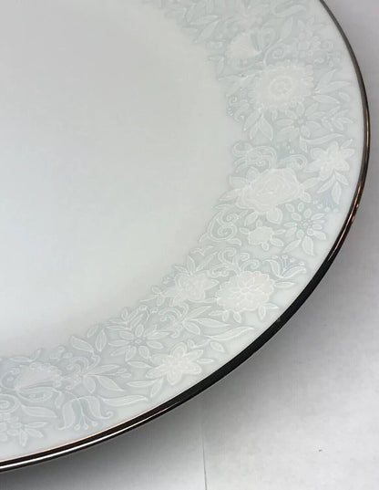 Retired Noritake Ravel Pattern White Flowers w/Blue Silver Trim Salad Plate